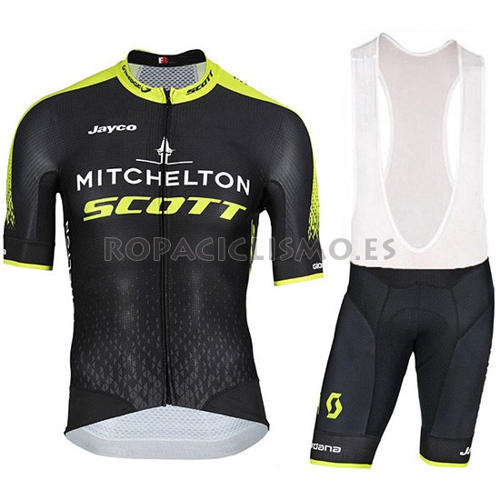 2018 Maillot Mitchelton Scott Tirantes Mangas Cortas Negro